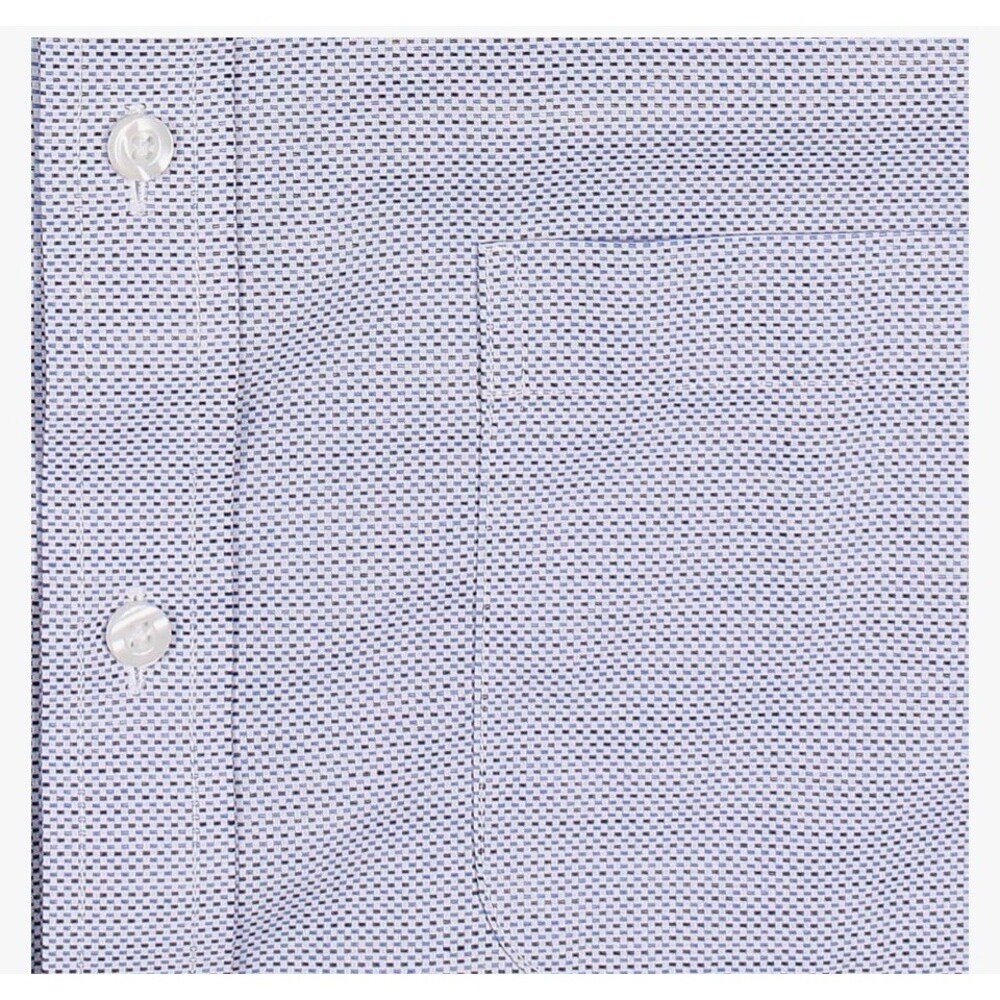 Gold Label Roundtree & Yorke Dress Shirt Mens 17.5 Blue Herringbone - Picture 7 of 9